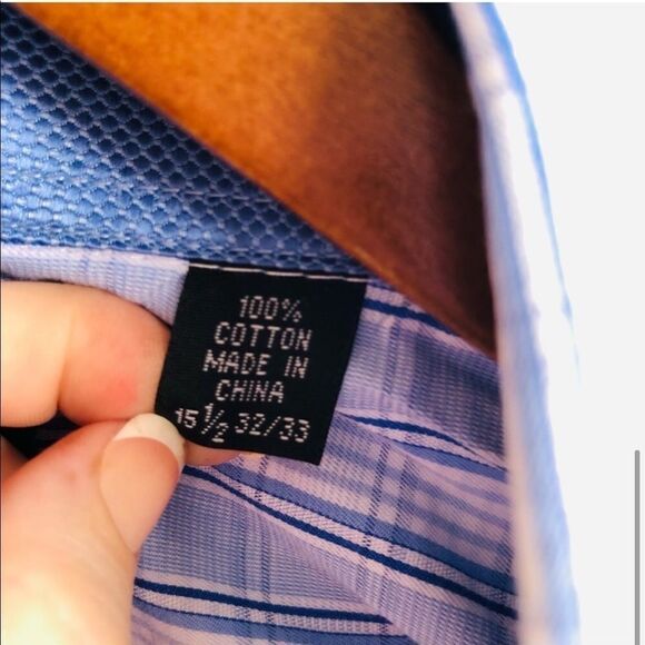 Men's English Laundry Blue & White Plaid Button Down Shirt - Picture 5 of 9